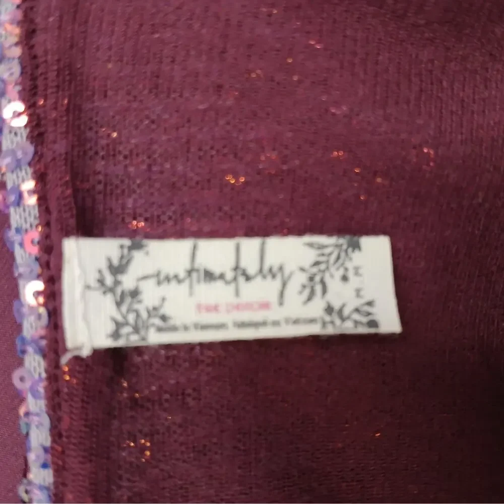 Free People SZ M Turn It On Cami Merlot Sequin Embellished Inset OB1064843